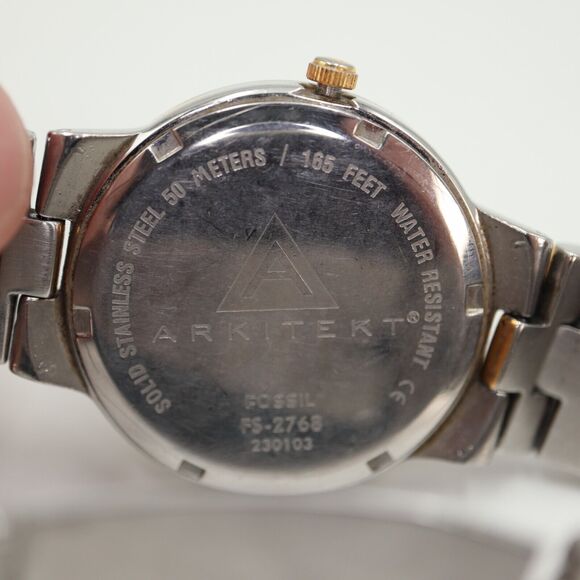 Vintage Fossil Arkitekt Watch Faded Two Tone 35mm Gray Date Dial w New Battery - Picture 11 of 16